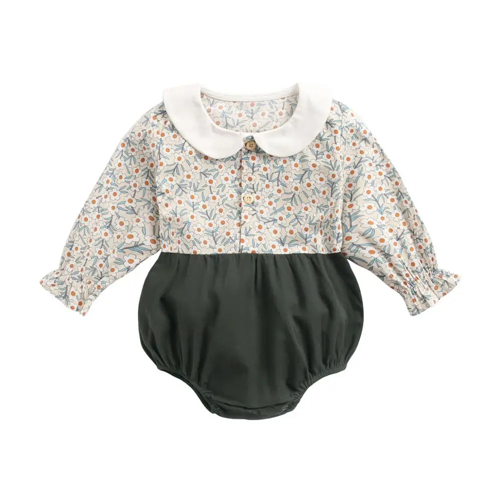 Princess Newborn Baby Girl Bodysuits Long Sleeve Cotton Baby Clothes Flowers Plaid Cute