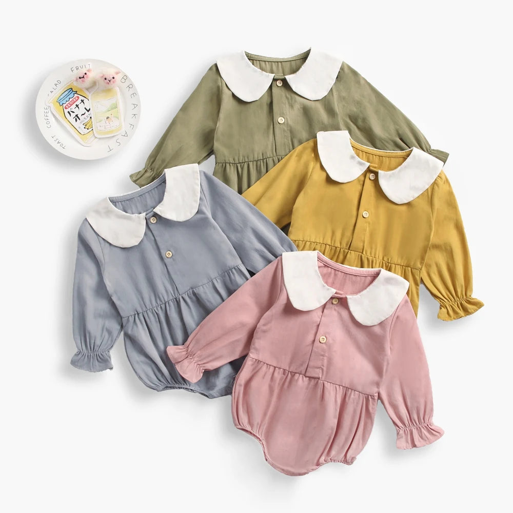 Princess Newborn Baby Girl Bodysuits Long Sleeve Cotton Baby Clothes Flowers Plaid Cute