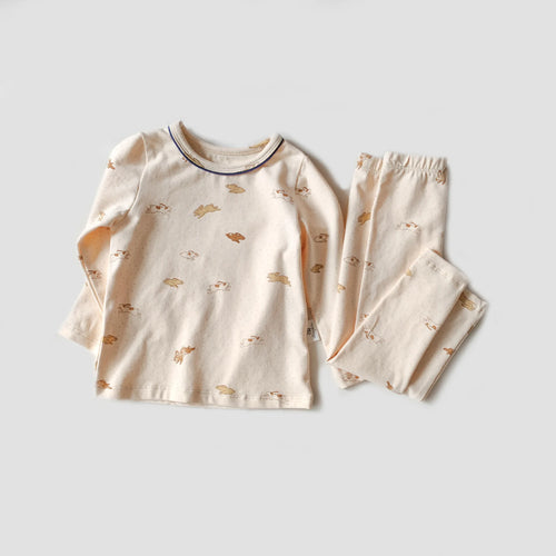 2Pcs Set Short Staple Cotton Warm Children'S Home Clothes Autumn and Winter Baby Pajamas Long Sleeved Base Children Clothing Set